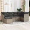 6-dijelni set vrtnih sofa od poliratana s jastucima sivi