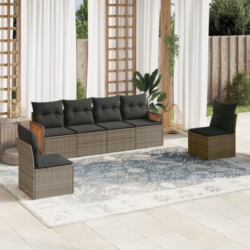 6-dijelni set vrtnih sofa od poliratana s jastucima sivi