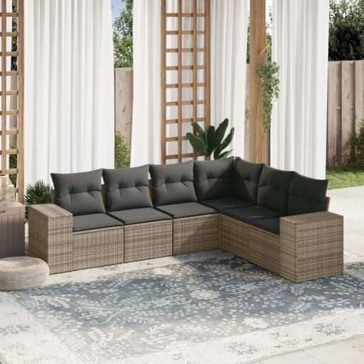 6-dijelni set vrtnih sofa od poliratana s jastucima sivi