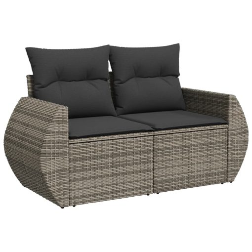 6-dijelni set vrtnih sofa od poliratana s jastucima sivi