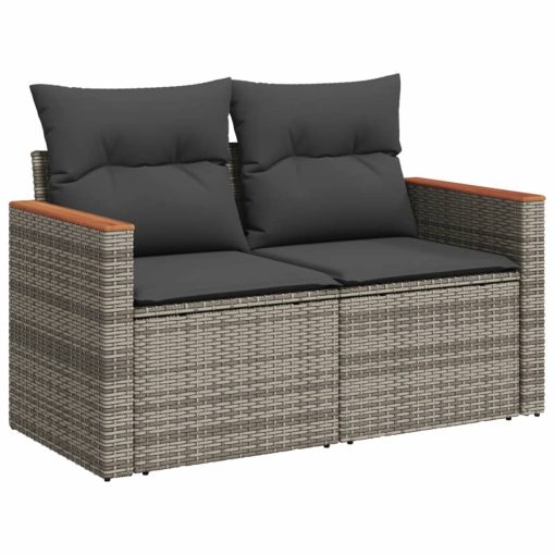 6-dijelni set vrtnih sofa od poliratana s jastucima sivi