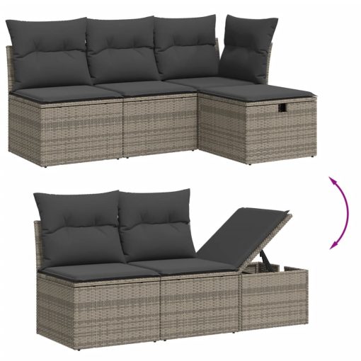 6-dijelni set vrtnih sofa od poliratana s jastucima sivi