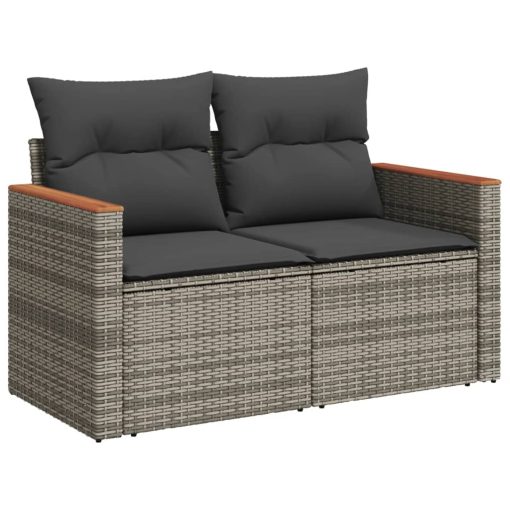 6-dijelni set vrtnih sofa od poliratana s jastucima sivi