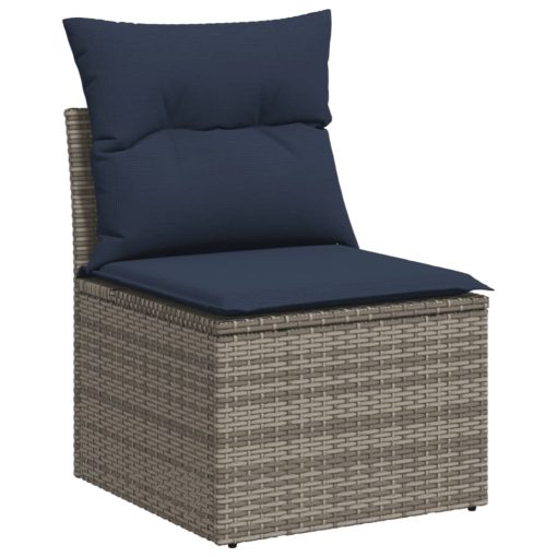 6-dijelni set vrtnih sofa od poliratana s jastucima sivi