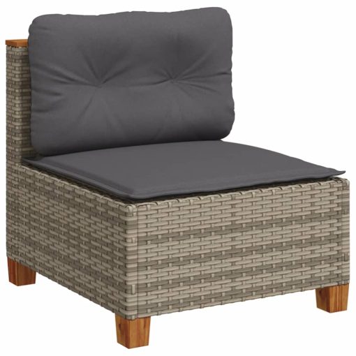 6-dijelni set vrtnih sofa od poliratana s jastucima sivi