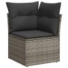 6-dijelni set vrtnih sofa od poliratana s jastucima sivi