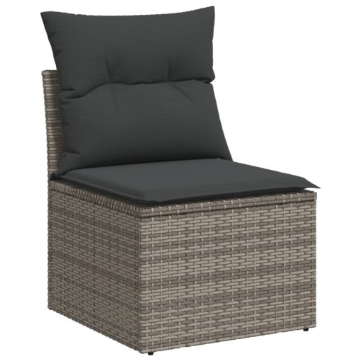 6-dijelni set vrtnih sofa od poliratana s jastucima sivi