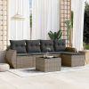 6-dijelni set vrtnih sofa od poliratana s jastucima sivi