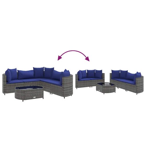 6-dijelni set vrtnih sofa od poliratana s jastucima sivi