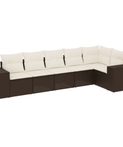 6-dijelni set vrtnih sofa od poliratana s jastucima smeđi