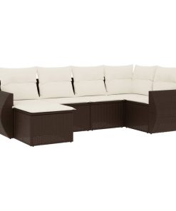 6-dijelni set vrtnih sofa od poliratana s jastucima smeđi