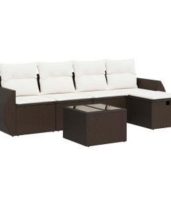 6-dijelni set vrtnih sofa od poliratana s jastucima smeđi