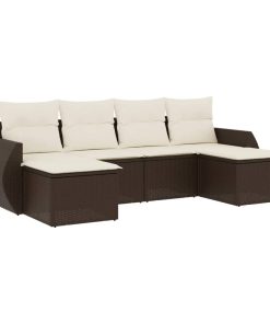 6-dijelni set vrtnih sofa od poliratana s jastucima smeđi