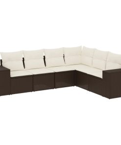 6-dijelni set vrtnih sofa od poliratana s jastucima smeđi