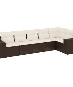 6-dijelni set vrtnih sofa od poliratana s jastucima smeđi
