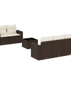 6-dijelni set vrtnih sofa od poliratana s jastucima smeđi