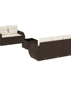 6-dijelni set vrtnih sofa od poliratana s jastucima smeđi