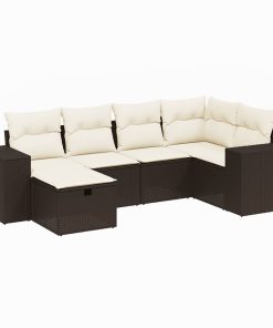 6-dijelni set vrtnih sofa od poliratana s jastucima smeđi