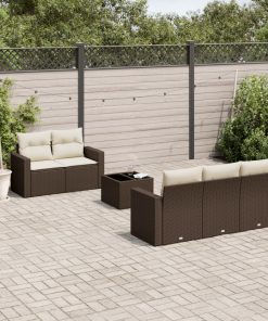 6-dijelni set vrtnih sofa od poliratana s jastucima smeđi