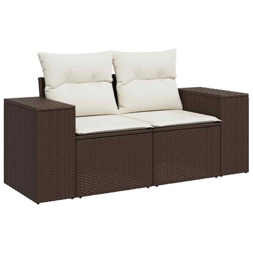 6-dijelni set vrtnih sofa od poliratana s jastucima smeđi