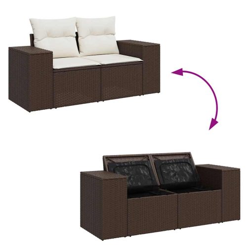 6-dijelni set vrtnih sofa od poliratana s jastucima smeđi