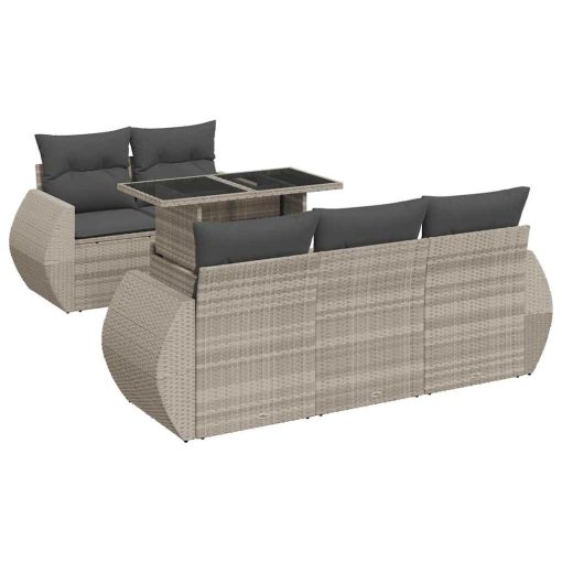 6-dijelni set vrtnih sofa od poliratana s jastucima svjetlosivi