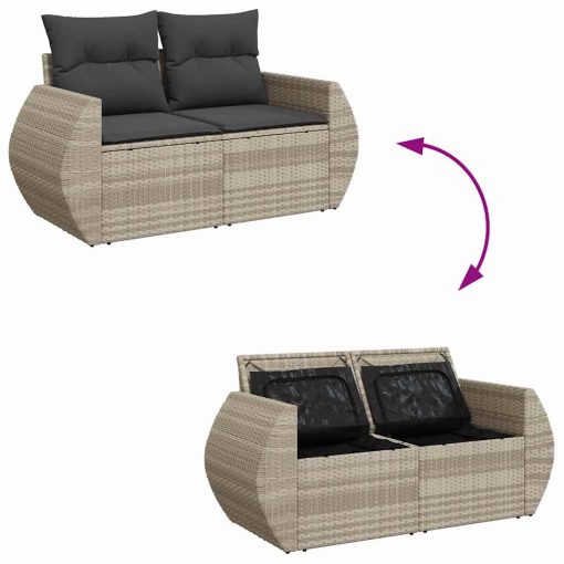 6-dijelni set vrtnih sofa od poliratana s jastucima svjetlosivi
