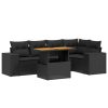 6-dijelni set vrtnih sofa s jastucima crni od poliratana