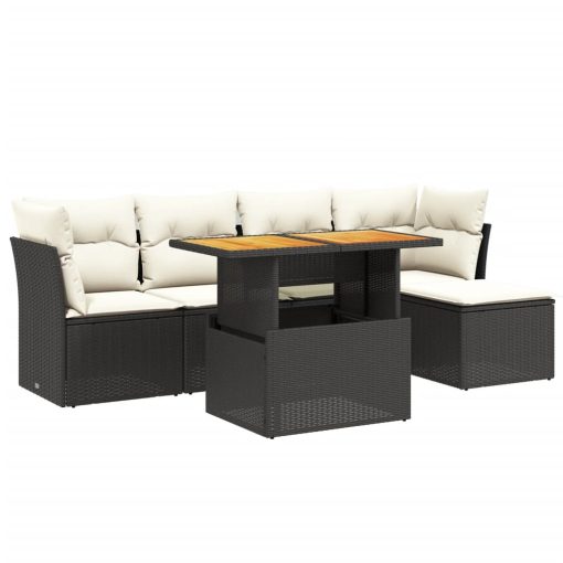 6-dijelni set vrtnih sofa s jastucima crni od poliratana