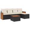 6-dijelni set vrtnih sofa s jastucima crni od poliratana