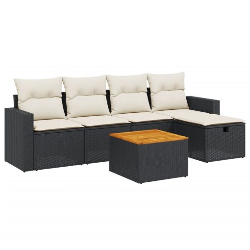 6-dijelni set vrtnih sofa s jastucima crni od poliratana