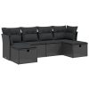 6-dijelni set vrtnih sofa s jastucima crni od poliratana