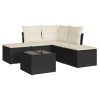 6-dijelni set vrtnih sofa s jastucima crni od poliratana