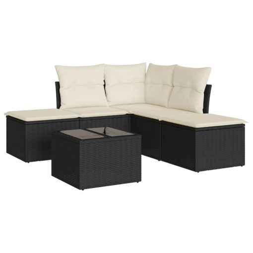 6-dijelni set vrtnih sofa s jastucima crni od poliratana