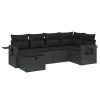 6-dijelni set vrtnih sofa s jastucima crni od poliratana