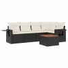 6-dijelni set vrtnih sofa s jastucima crni od poliratana