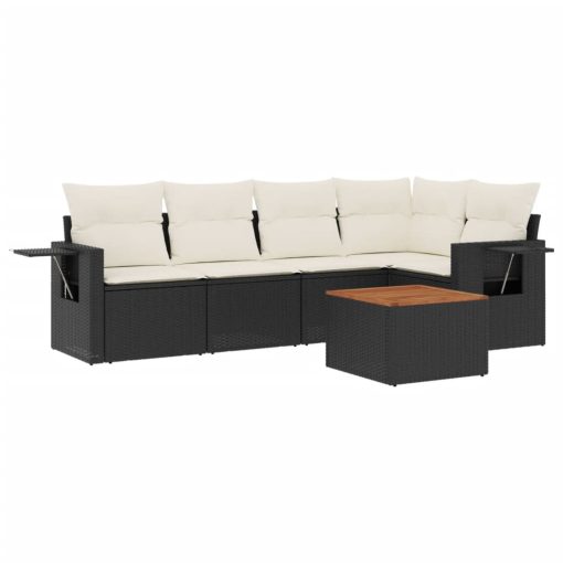 6-dijelni set vrtnih sofa s jastucima crni od poliratana