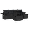 6-dijelni set vrtnih sofa s jastucima crni od poliratana
