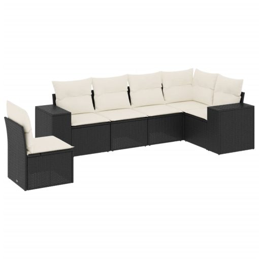 6-dijelni set vrtnih sofa s jastucima crni od poliratana