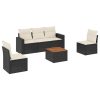 6-dijelni set vrtnih sofa s jastucima crni od poliratana