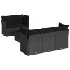 6-dijelni set vrtnih sofa s jastucima crni od poliratana