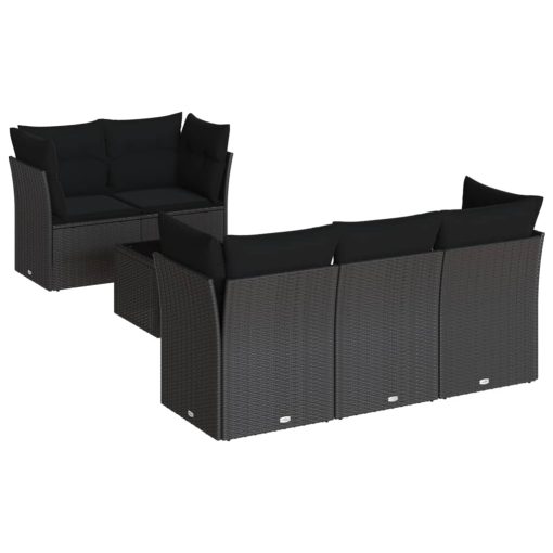 6-dijelni set vrtnih sofa s jastucima crni od poliratana