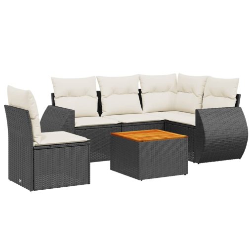 6-dijelni set vrtnih sofa s jastucima crni od poliratana