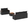 6-dijelni set vrtnih sofa s jastucima crni od poliratana