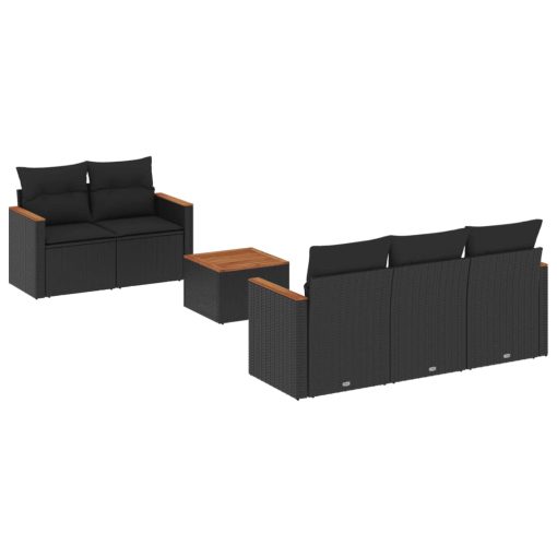6-dijelni set vrtnih sofa s jastucima crni od poliratana