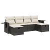 6-dijelni set vrtnih sofa s jastucima crni od poliratana