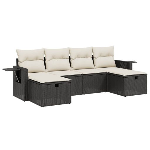 6-dijelni set vrtnih sofa s jastucima crni od poliratana