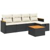 6-dijelni set vrtnih sofa s jastucima crni od poliratana