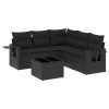 6-dijelni set vrtnih sofa s jastucima crni od poliratana