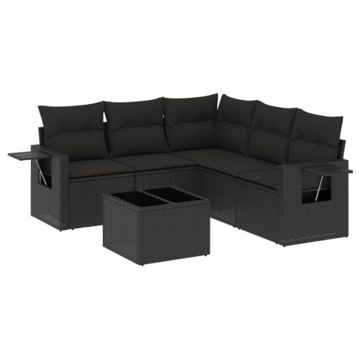 6-dijelni set vrtnih sofa s jastucima crni od poliratana